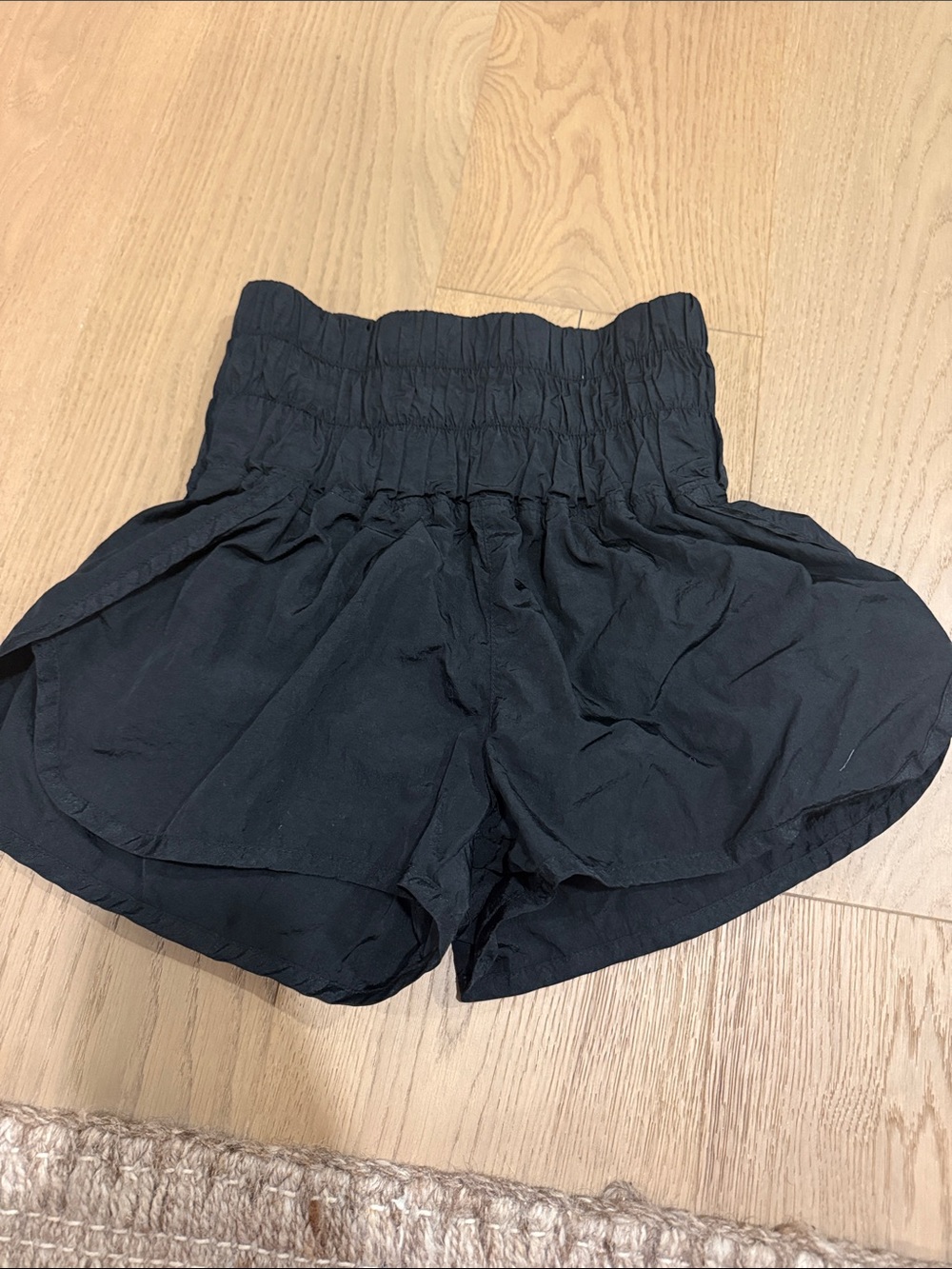 FP Movement by Free People Black Smocked Waist Athletic Shorts